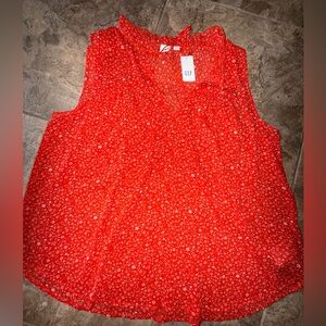 Women’s Gap print red tank sleeveless camo top blouse Size Large L NWT